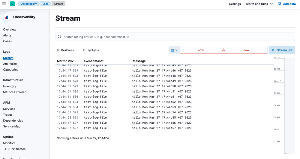 Stream log from file to Elastic Search